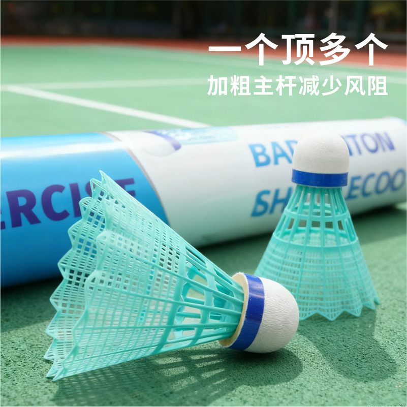 6-Pack of Badminton Shuttlecocks for School Training and Competition, Durable Plastic Badminton Balls, Wholesale from Plastic Badminton Manufacturer