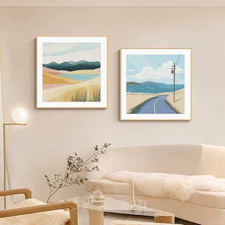 ins风客厅装饰画高级感沙发背景墙北欧小清新风景挂画餐厅装饰画