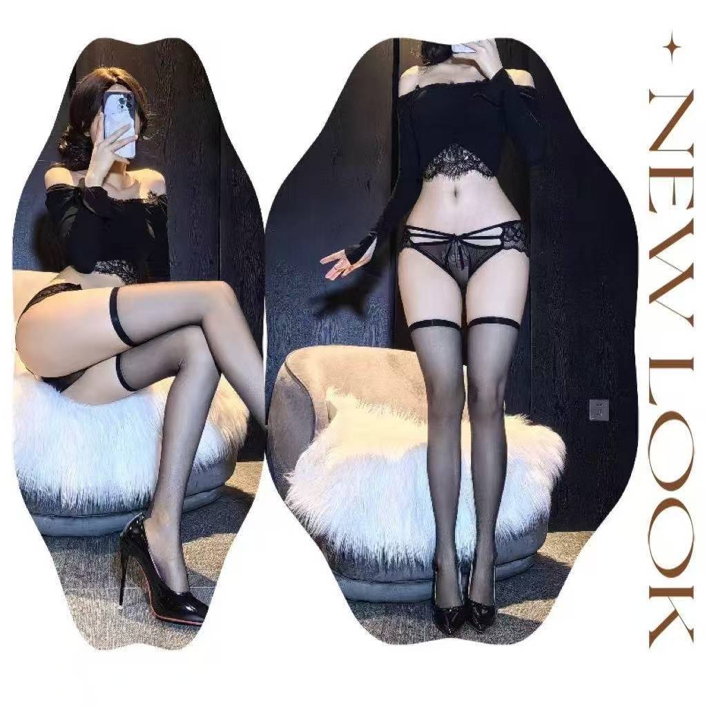 Ultra-thin Over-the-knee Stockings, Black Polyester, One Size, Bagged — detail image 8