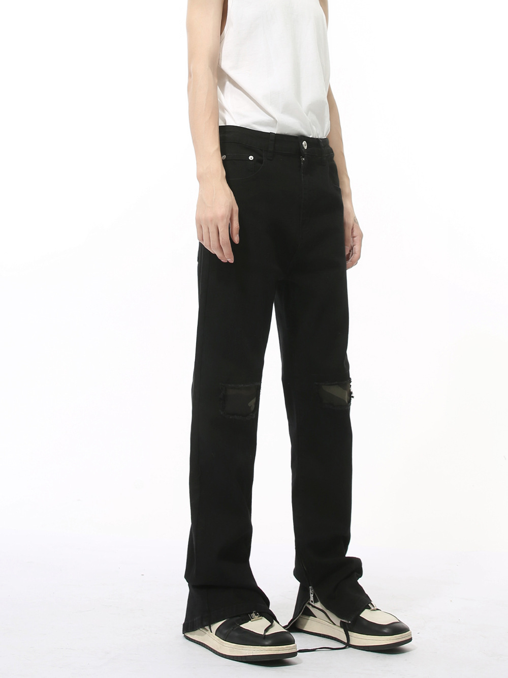 MTLCLOTHES Hombres| Nuevo invierno de edición estrecha de micropartículas delgadas camuflaje diseño de mosaico de jeans