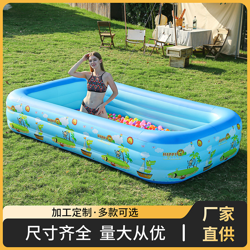 Nueva piscina inflable, baño plegable al aire libre para adultos con estampado azul y blanco grueso, piscina para bebés