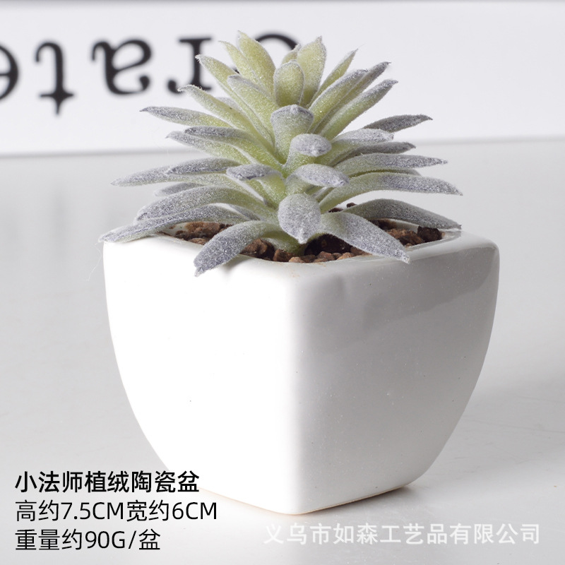 Simulación de cerámica bonsai de carne doméstica decoración de escritorio de oficina plantación verde maceta props de disparo maceta combinada artificial image 49