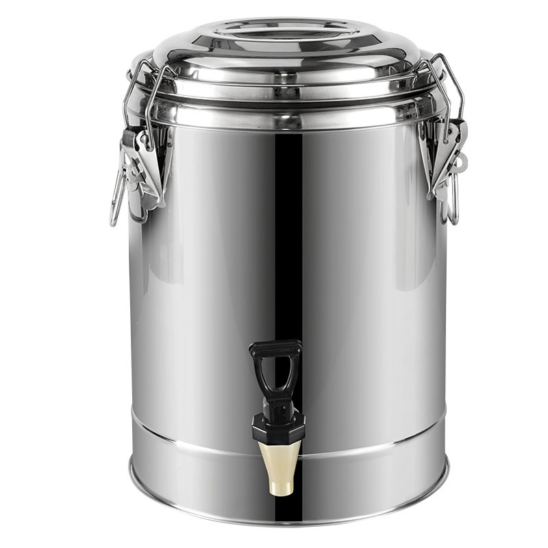 Cubo aislado de acero inoxidable 304 Cubo de hielo de gran capacidad para puestos en el mercado nocturno Cubo de arroz aislado comercial engrosado de doble capa Cubo de té con leche