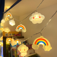 夜市擺攤氛圍裝飾led雲朵彩燈串露營後備箱兒童房彩虹燈串小燈