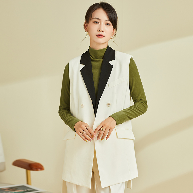 Áo vest gile nữ không tay phong cách retro, thiết kế độc đáo mặc xuân thu — Áo Vest Đen (không có cổ áo)