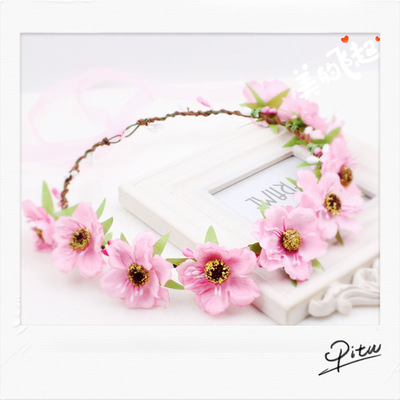 批发山茶花花环头饰海边拍照写真道具韩版新娘伴娘头环服饰配饰品|ms