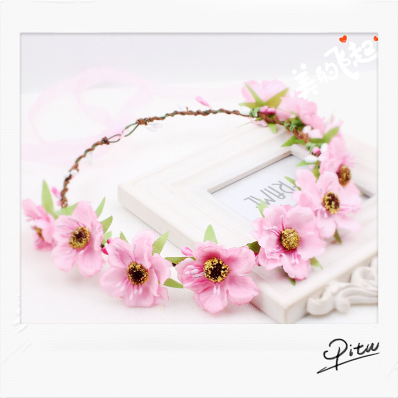 批发山茶花花环头饰海边拍照写真道具韩版新娘伴娘头环服饰配饰品|ms