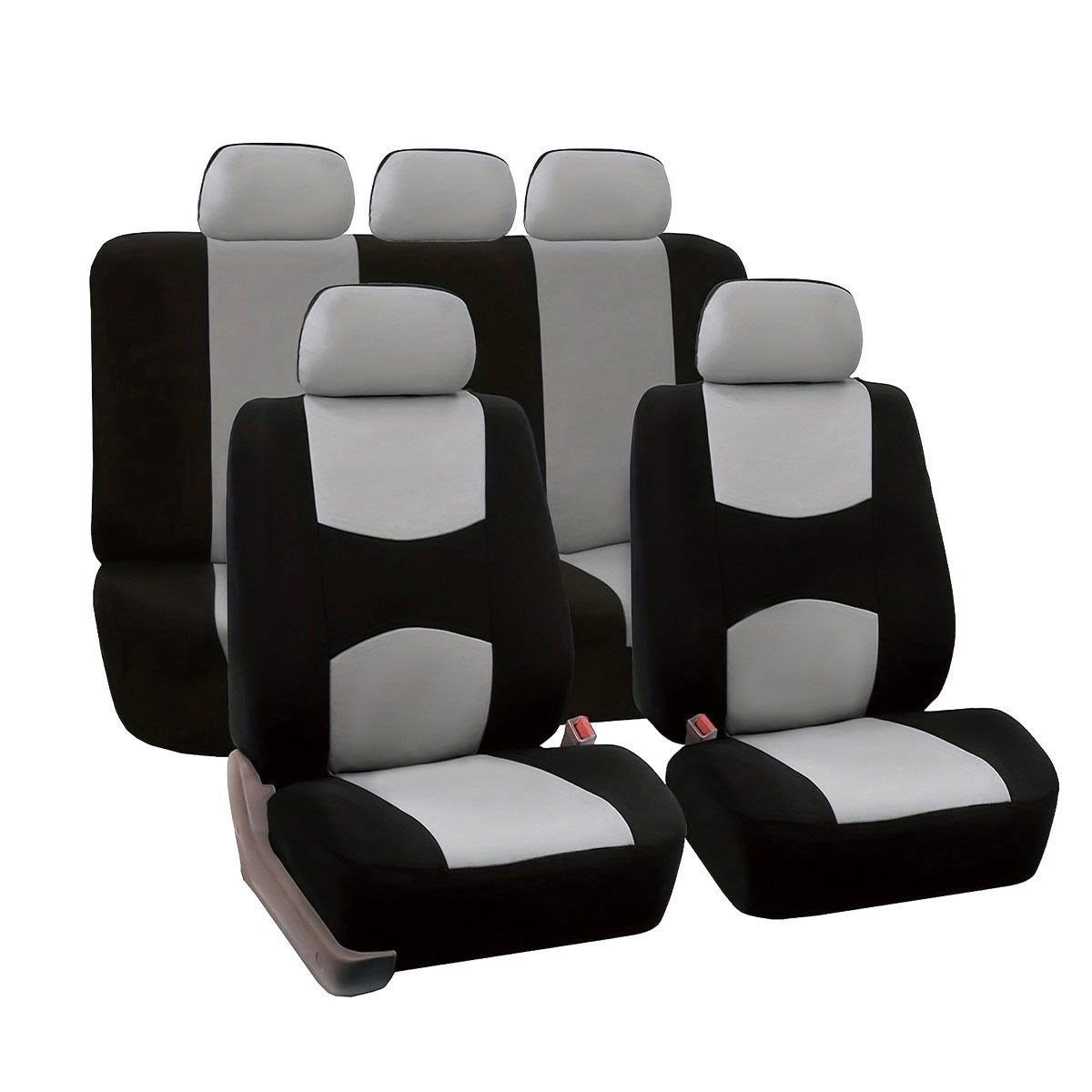 Fundas de asiento de coche transfronterizas más vendidas, estilo universal, tela plana negra, 5 plazas, juego completo de 9 piezas para coche, Amazon AliExpress