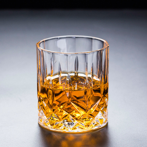 Whiskey cup household glass diamond cup vertical pattern cup set glass cup crystal wine cup thickened beer cup