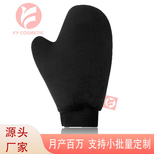 Strength factory sales flocking tanning grease gloves silky flannel material daubed Sun Oil Beauty black gloves