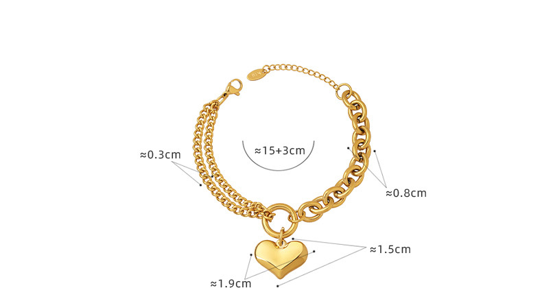 18g Weight Vintage Style Heart Shape Titanium Steel Plating Bracelets