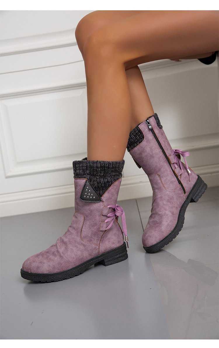 Large Size Short Boots Women Fashion Explosion Outer Boots Women Solid Color Low Heel Short Boots_voghion.com