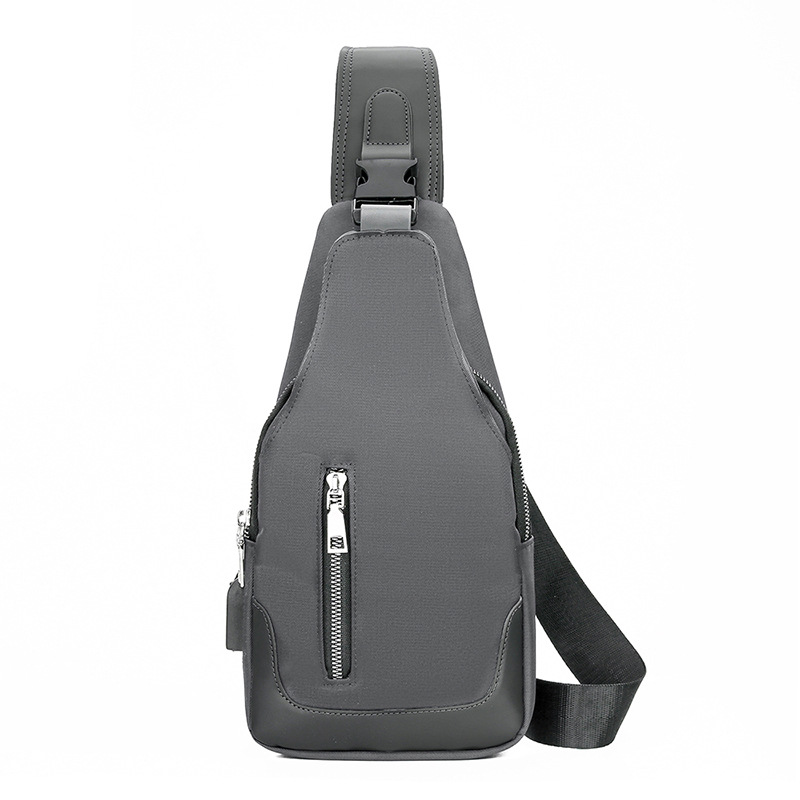 Comercio exterior nuevo bolso de pecho casual de color en contraste para hombres bolso de mensajero recargable USB de tela Oxford resistente al desgaste bolso de hombro al por mayor