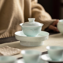 观岚中式盖碗壶承陶瓷茶杯功夫茶具家用复古不烫手泡茶碗干泡台