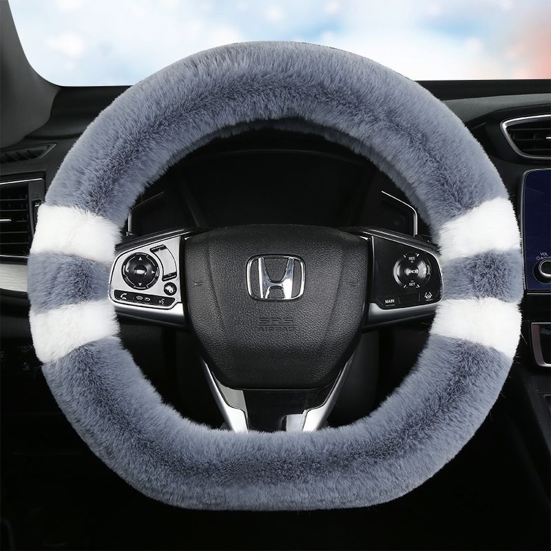 Amazon Winter Stuffed Car Steering Wheel Cover Unisex Anti-Slip Winter Warm Fur Integrated Handle Cover