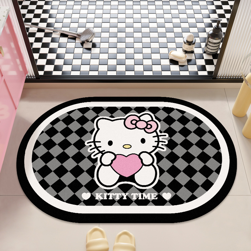 可爱HelloKitty硅藻泥吸水地垫家用卫生间洗漱台防滑易打理门垫|undefined