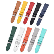 工厂直销十字纹真皮PU表带定制纯色表带22mm/20mm快关生耳