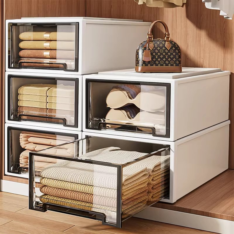 Drawer-Style Storage Box for Home Use, Transparent and Thickened Organizing Box, Clothing Wardrobe Storage Box, Plastic Storage Cabinet for Clothes