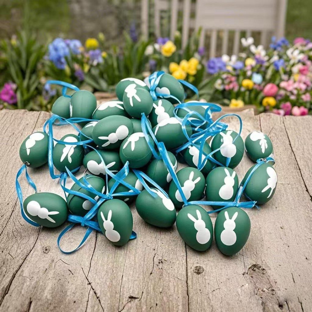 Huevos pintados de plástico mate de Pascua 4cm fiesta en el hogar colgantes de decoración festiva huevo