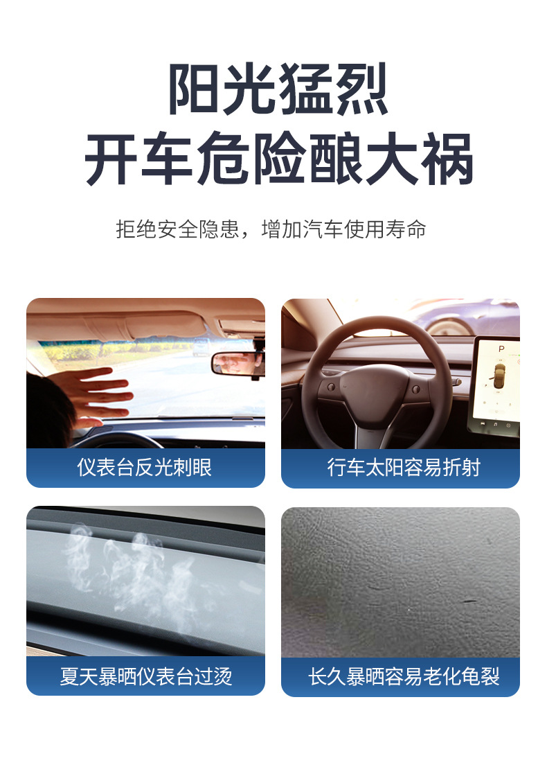 The Pad Is Suitable for Tesla Dashboard Sun Protection and Light-Proof Model Y/3 Front Center Console Decorative Accessories Renewal