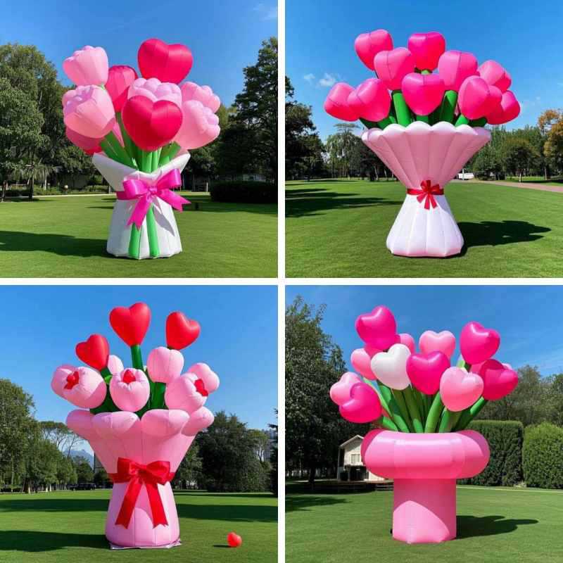 仿真充气情人节玫瑰花束气模大型网红打卡花朵气模户外市集美陈