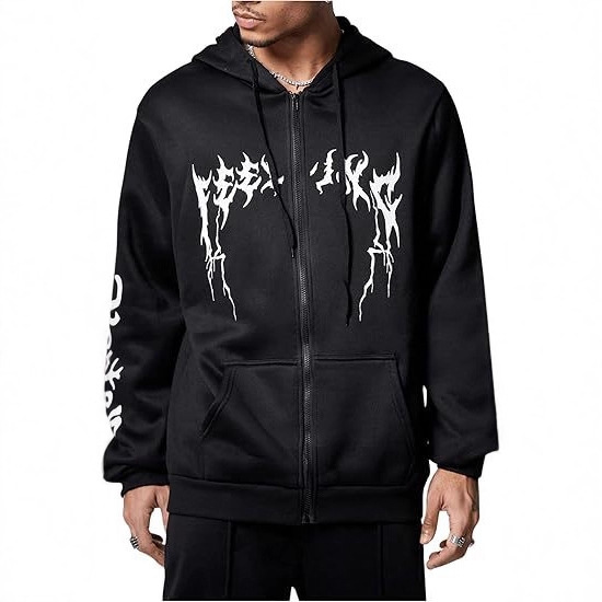 Soly Hux Cross-Border Men's Graphic Zipper Hooded Sweatshirt Sweatshirt Drawstring Long-Sleeved Casual Street Jacket