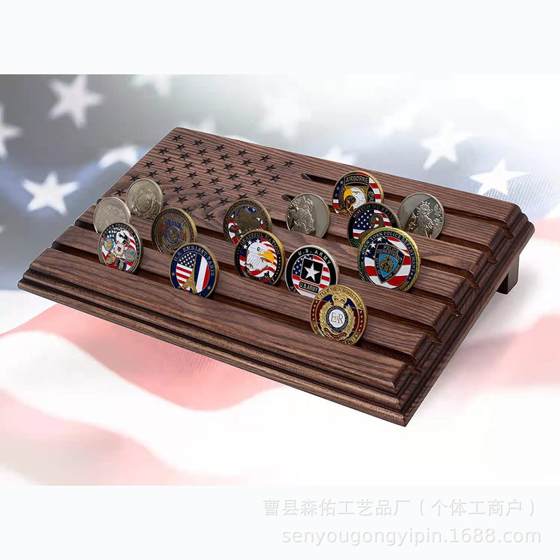 Wooden Collection Challenge Coin Base Bracket Home Desktop Multi-layer Medal Storage Rack Wooden Commemorative Coin Display Rack