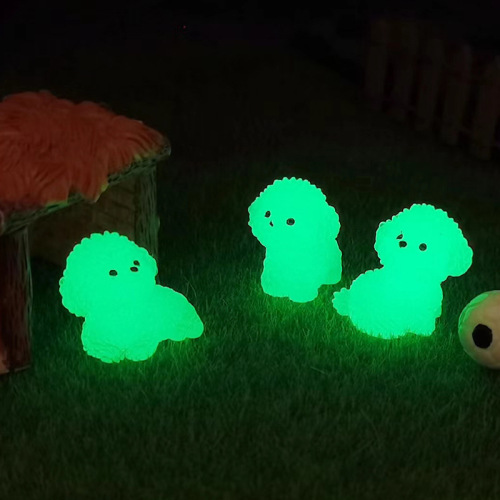Glow-in-the-dark cute dog micro landscape pot plant scenery small decorative accessory for car console light-up dog decoration accessory