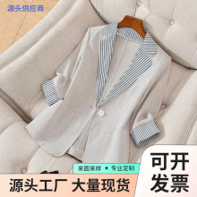 2025欧美跨境新款女装英伦风上衣宽松显瘦撞色翻领件西装外套女