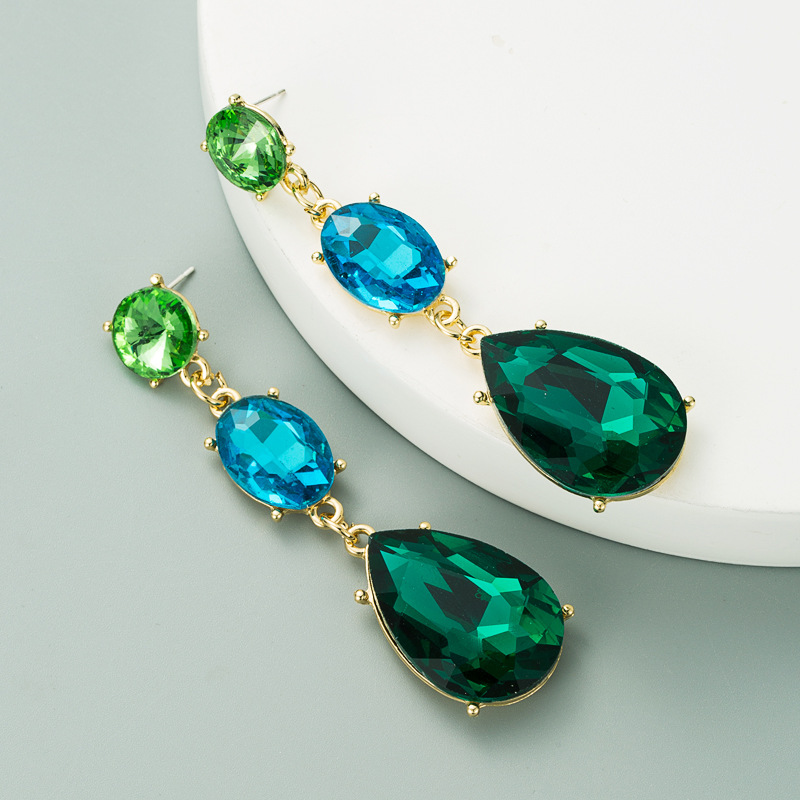 Women'S Gender Fashion Geometric Diamond Alloy Artificial Gemstones Earrings