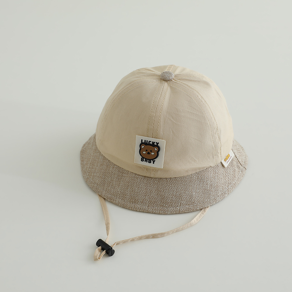 Sombrero de bebé primavera y otoño delgado sombrero de bebés para hombres y mujeres adorable gorro de brida grande sombrero de protección solar sombrero de pescador de marea