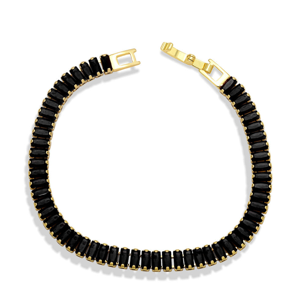 Copper 18K Gold-plated Inlaid Color Zircon Thick Chain Bracelet