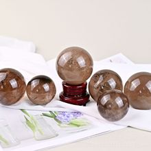 天然晶体茶晶圆球摆件高品质原石打磨家居摆件客厅办公室可批发