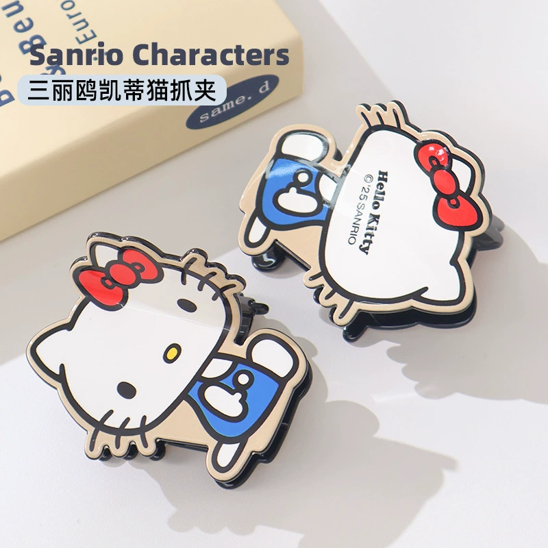 Hello kitty, настоящая милая заколка-краб с бантом, универсальная заколка для волос