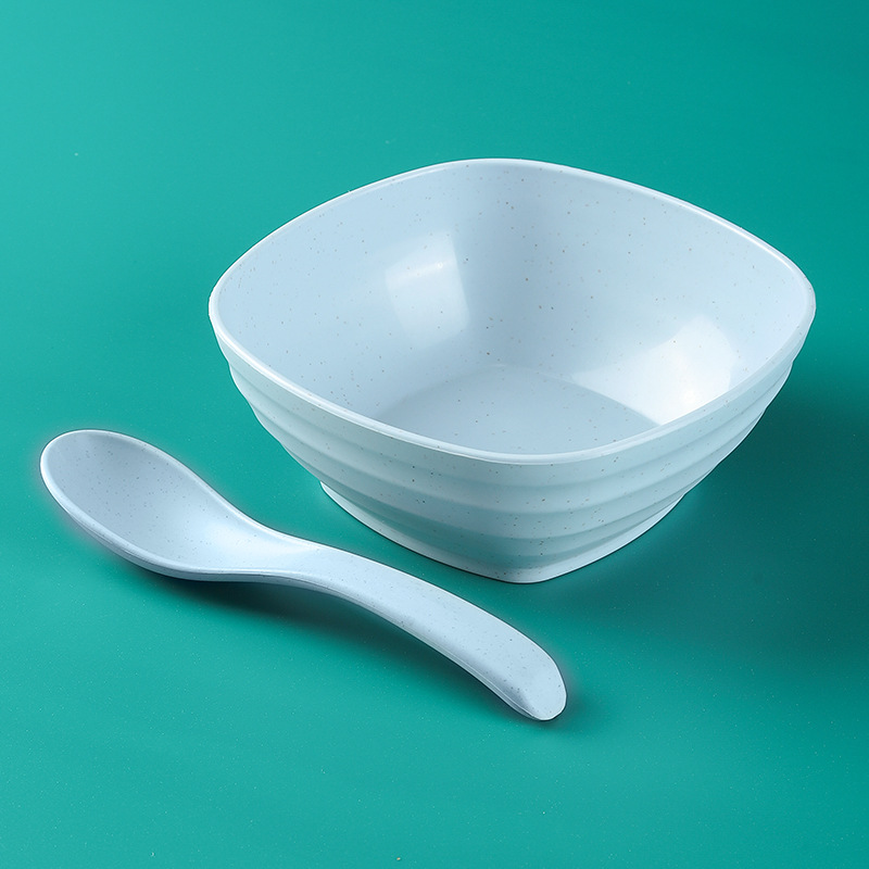 Tazón cuadrado de 5.5 pulgadas, juego de 4, tazón cuadrado para sopa de 500 ml color trigo, tazón para niños, irrompible, tazón para comer en el hogar, tazón para agua con azúcar