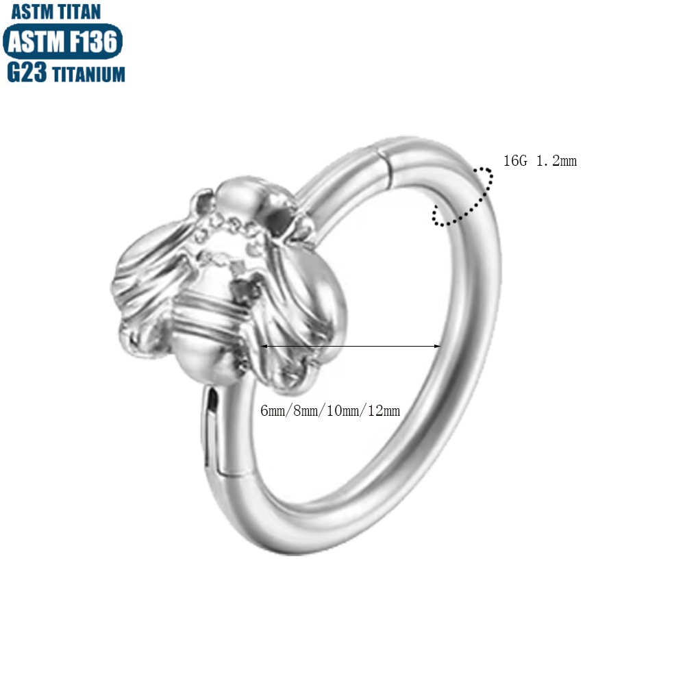 F136 Titanium Piercing Nasal Ring Feather Bee Snake Septum Seamless Ring Tragus Earring detail image 16