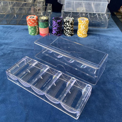 5-Grid Transparent Chip Rack Storage Tray Can Hold 40x3.3mm Chips, 100 Pieces