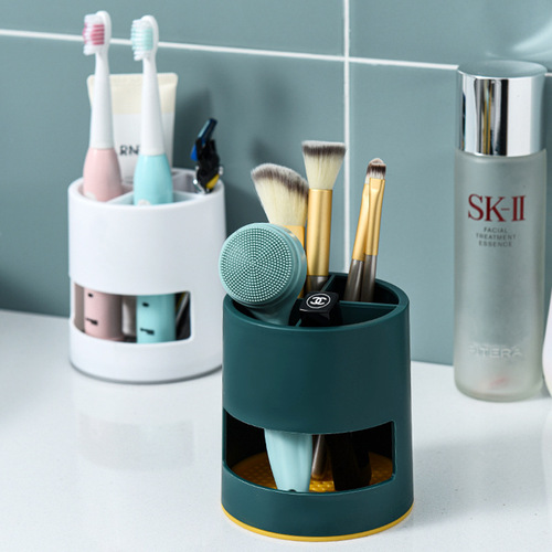Electric toothbrush holder, bathroom shower shelf, ventilated and draining rack, razor and cosmetic brush compartmented storage rack