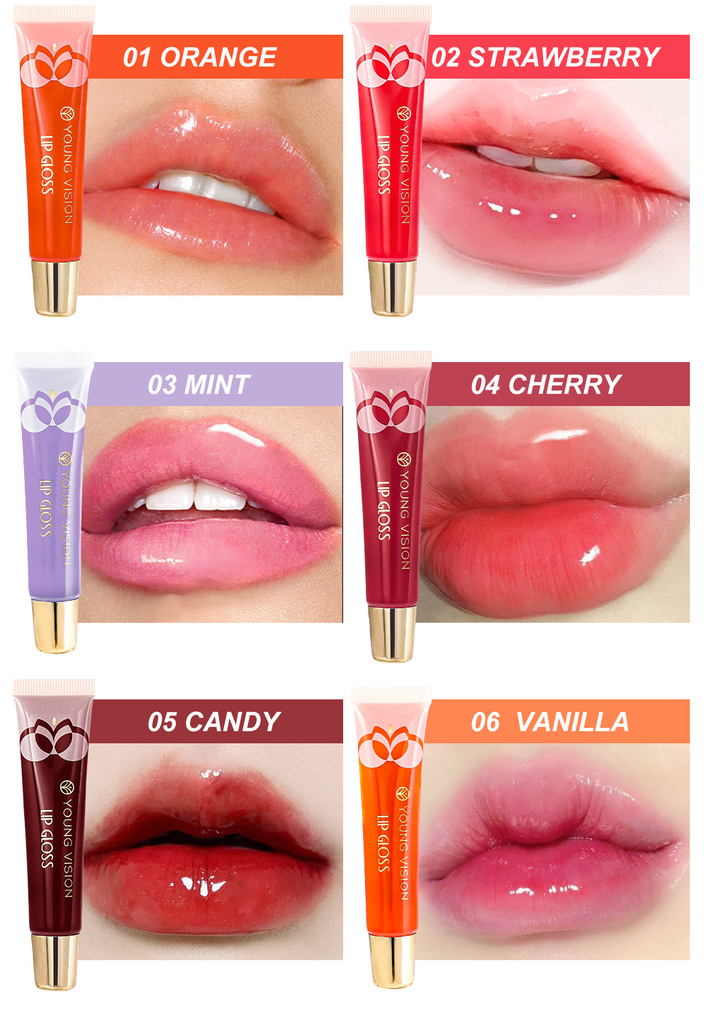 YOUNG VISION Lip Oil 6-bottle Set, Lip Gloss, Mint Lip Lotion, Hydrating Lip Oil undefined
