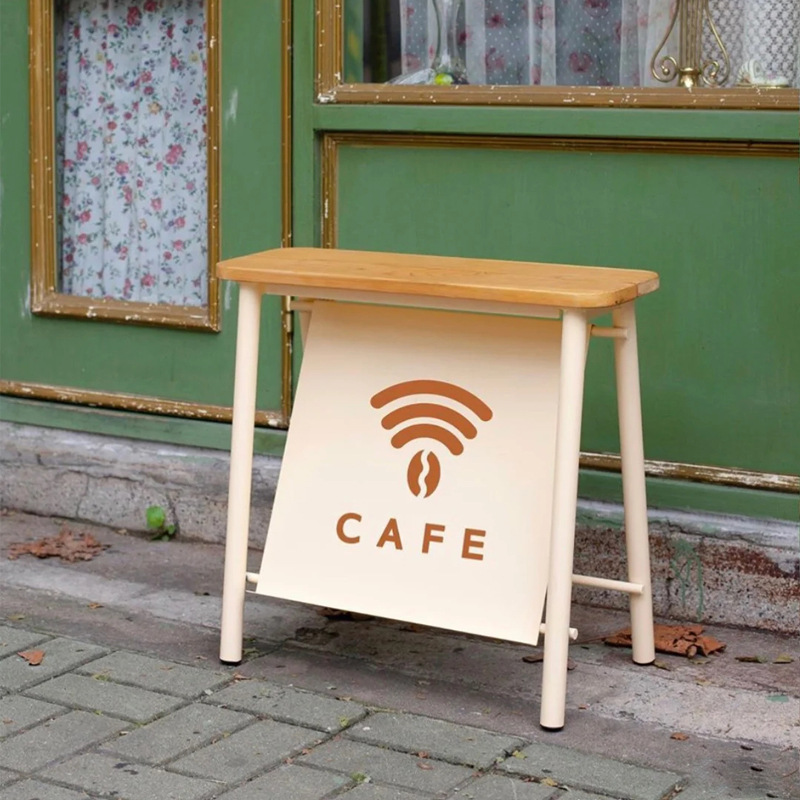 落地式实木坐凳招牌落地指示牌户外广告牌展示牌创意餐厅长椅移动