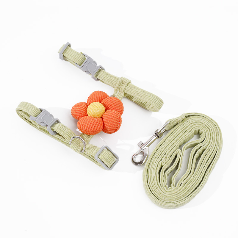 Cuerda de tracción para gatos de flores pequeñas, cuerda para gatos en forma de I, correa para el pecho con correa ajustable para mascotas