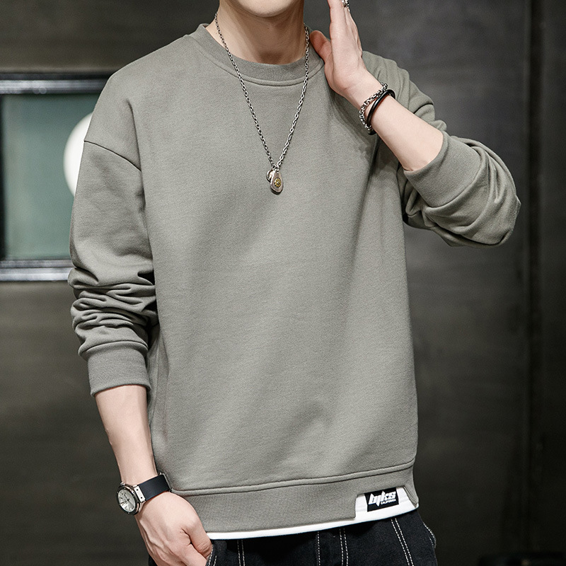 Võlts kahe kapuutsiga pluss-suuruses pikkade varrukatega meeste kevad- ja sügiskollektsiooni 2024 uue rõivabaasiga T-särk_voghion.com