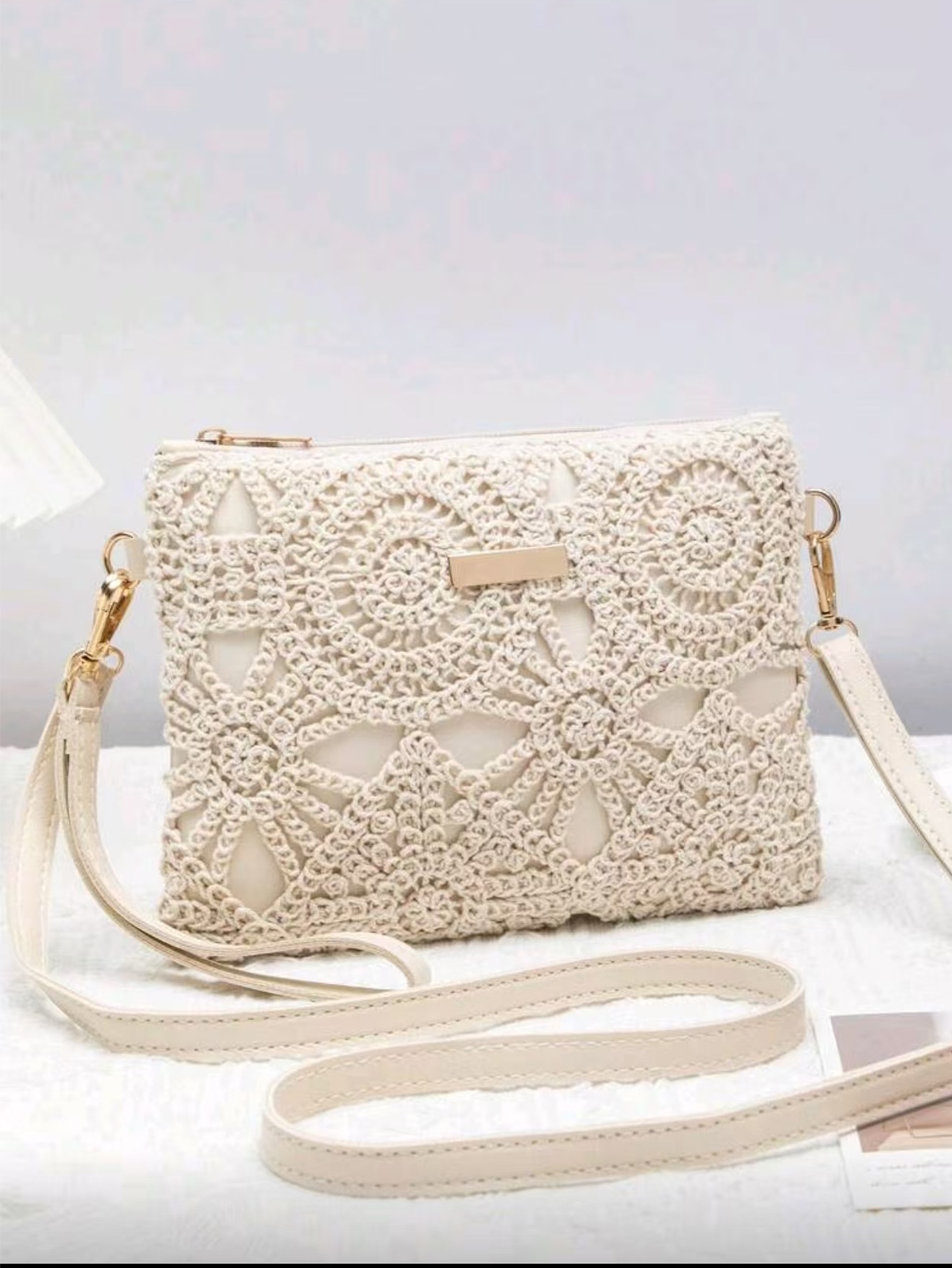 Transfronterizos de encaje trenzado damas mochila de moda algodón hueco bolso de hombro bolso de brazo bolso de mano bolso vacacional