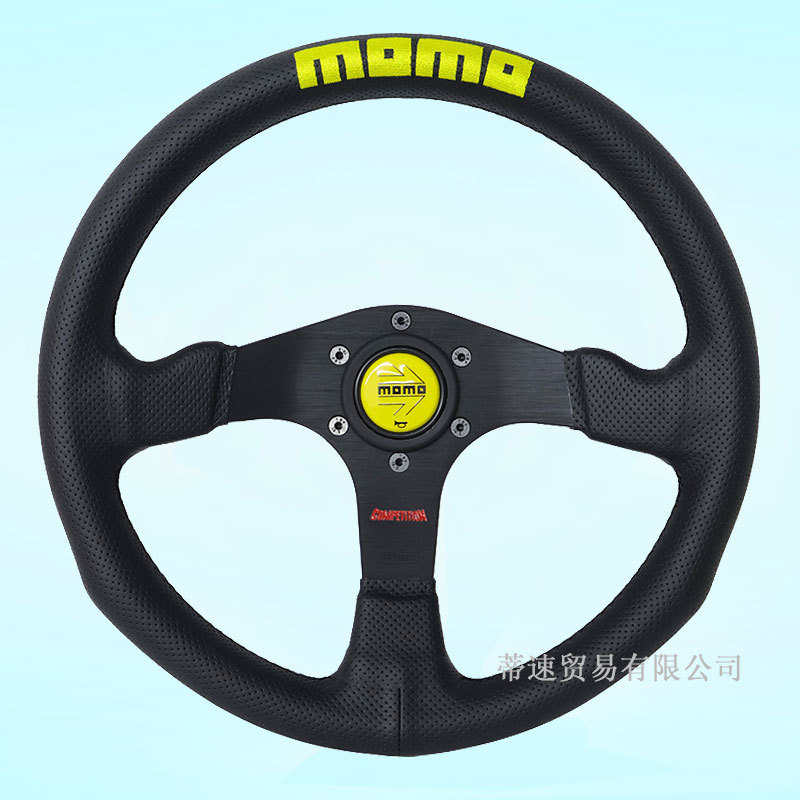 Factory Direct Sale Modified Momo Steering Wheel 14inch Embroidered Steering Wheel Competition Perforated Leather 350mm