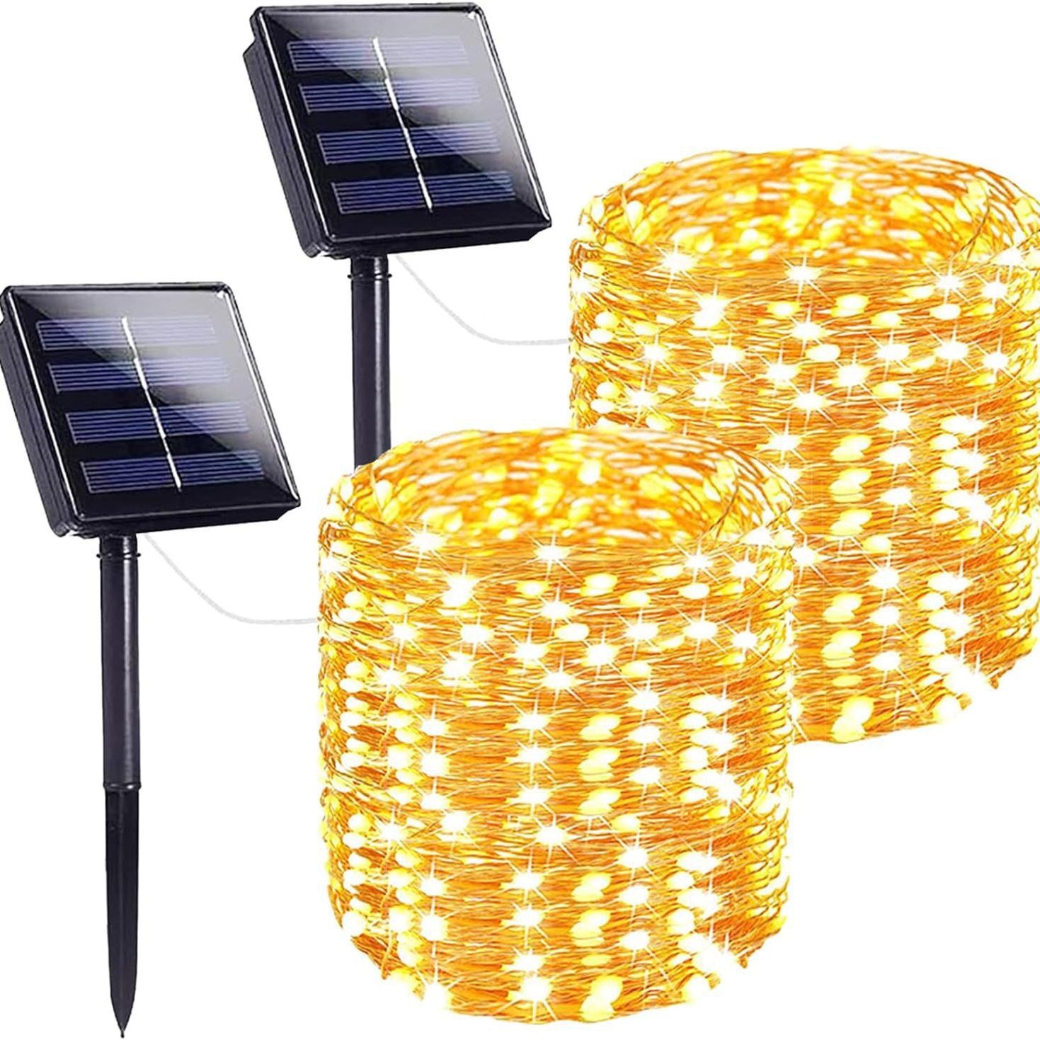 Solar LED lámpara de alambre de cobre ocho funciones al aire libre impermeable lámpara de jardín lámpara de decoración de Navidad cadena de luz de atmósfera