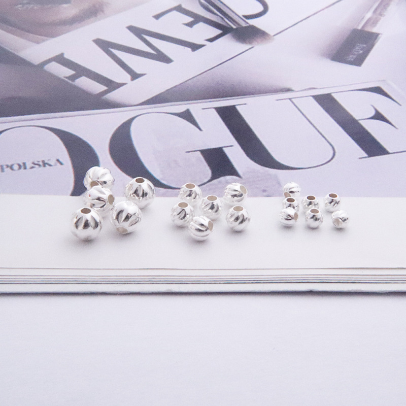 S925 Sterling Silver Beads Loose Beads Water Pattern Beads Stripesd Beads Positioning Beads Separated Beads Necklace Bracelet DIY Accessories Wholesale S925 Sterling Silver Beads Loose Beads Water Pattern Beads Stripesd Beads Positioning Beads Separated Beads Necklace Bracelet DIY Accessories Wholesale