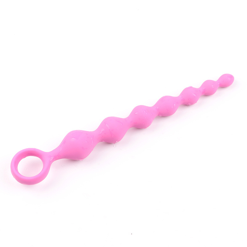 Seven-Bead Pull-String Anal Plug, Silicone Graduated Beads, Violet Adult Toy — detail image 8