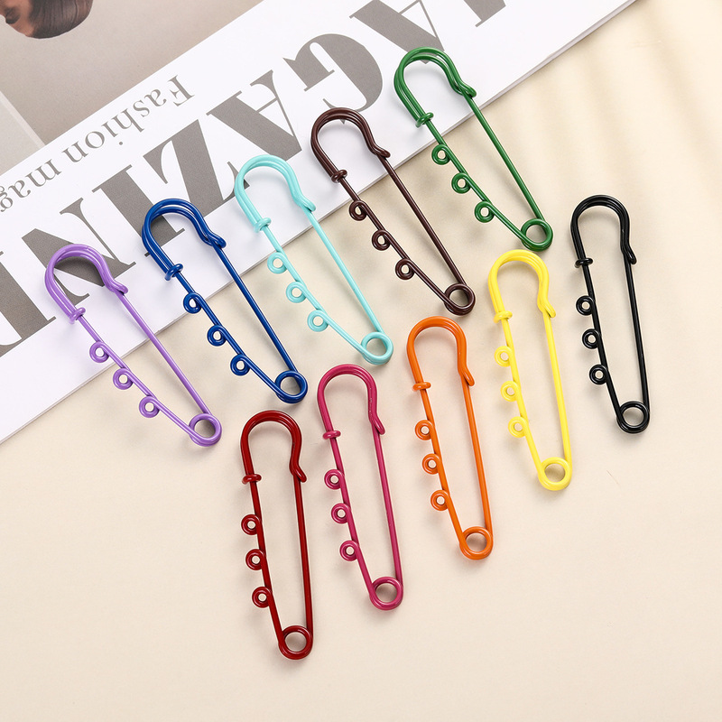 Three-Hole Pin DIY Jewelry Accessory Waist-Cinching Pin Large Pin Personalized Decorative Brooch Anti-Exposure Safety Pin