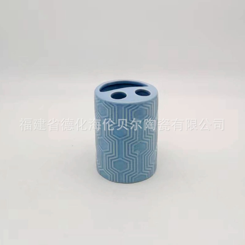 Juego de Baño de Cerámica de 4 Piezas con Relieve para Baño