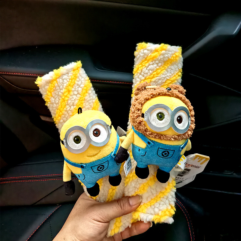 Car Seatbelt Shoulder Pad Minion Plush Toy Car Seatbelt Shoulder Pad Tim Bear Doll New Car Gift